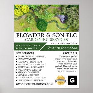 Landscaped Gardening Service, Horticulturist Poster