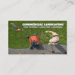 Landscaper Aerating the Lawn Business Card