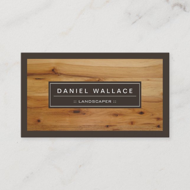 Landscaper - Classy Wood Grain Look Business Card (Front)