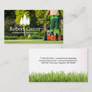 Landscaper Cutting Grass Business Card
