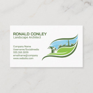 Landscaper Cutting Lawn | Garden Services Business Card