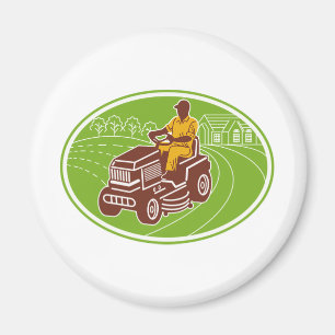 landscaper gardener lawn mower magnet