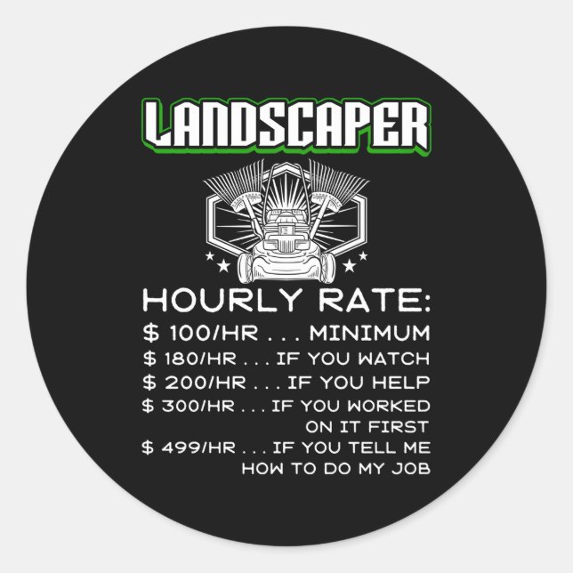 Landscaper Grass Care Lawn Mower Classic Round Sticker (Front)