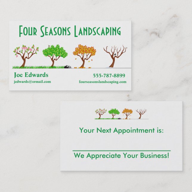 Landscaper Lawn Care Appointment Business Card (Front/Back)