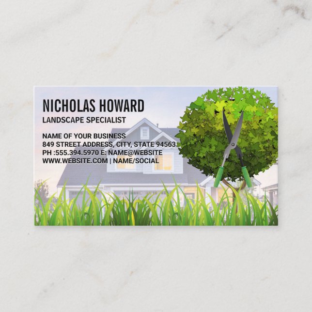 Landscaper | Lawn Care | Topiary Business Card (Front)