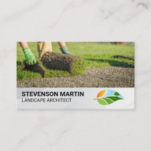 Landscaper Laying Out Lawn Business Card