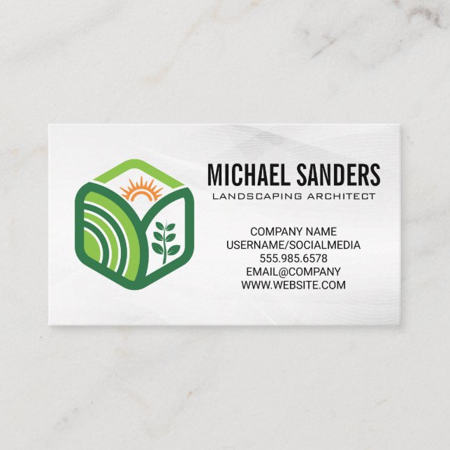 Landscaper Logo | Gardening Illustrations Business Card (Front)