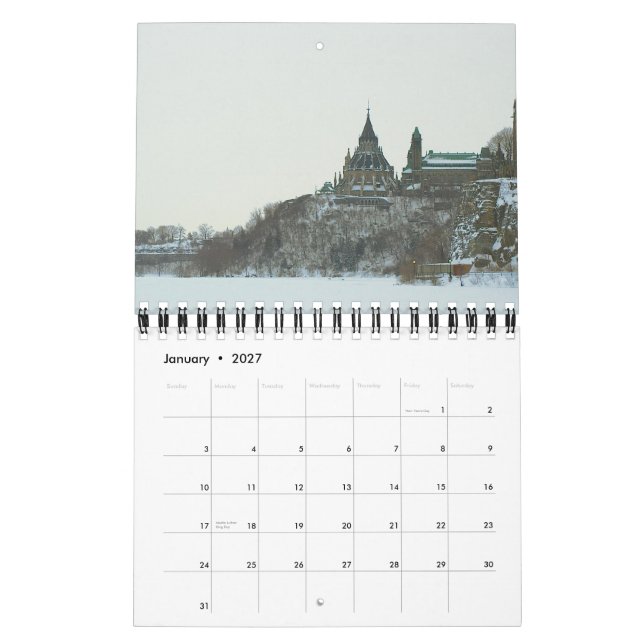 Landscapes and buildings calendar (Jan 2027)