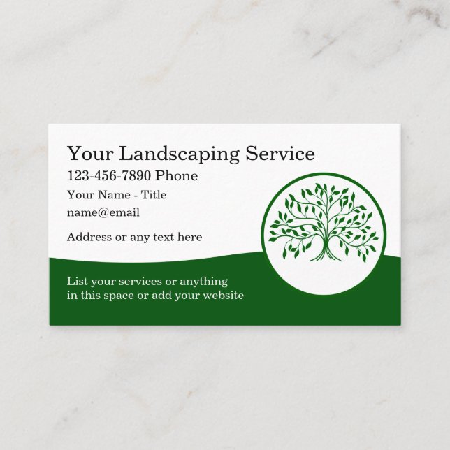 Landscaping And Tree Service Business Cards (Front)
