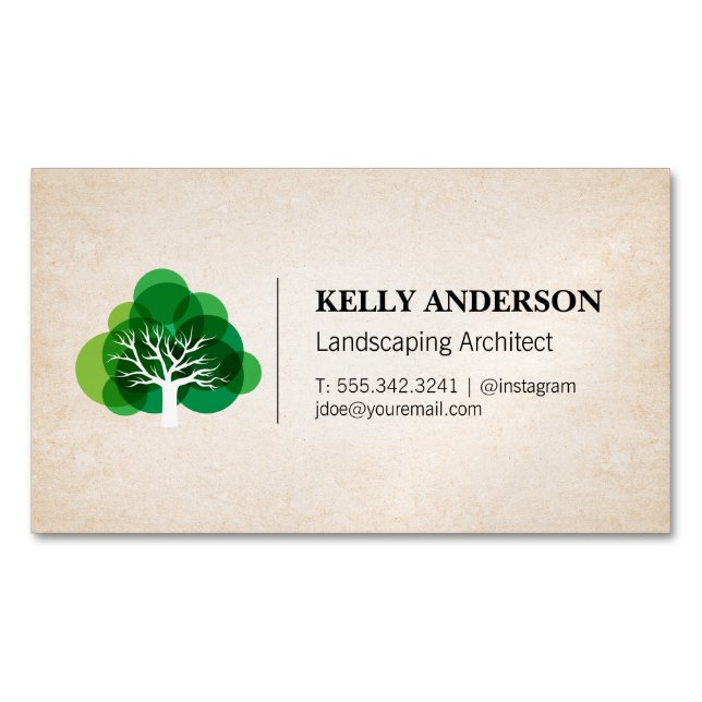 Landscaping Architect | Tree Icon Magnetic Business Card (Front)
