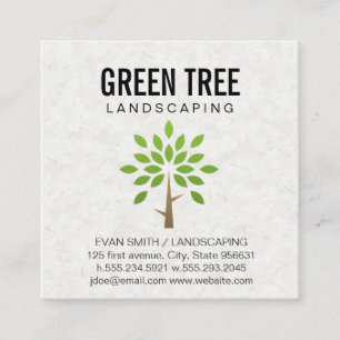 Landscaping Architecture   Stylized Tree Icon Square Business Card