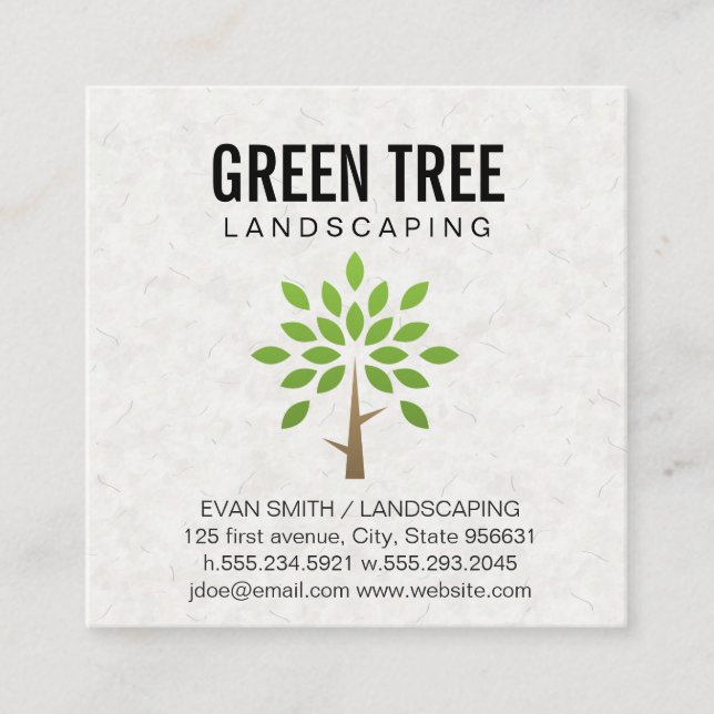 Landscaping Architecture | Stylized Tree Icon Square Business Card (Front)