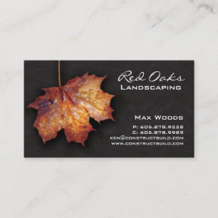 Landscaping Business Card Leather Maple Leaf