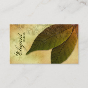 Landscaping Business Green Leaves Vintage Damask Card