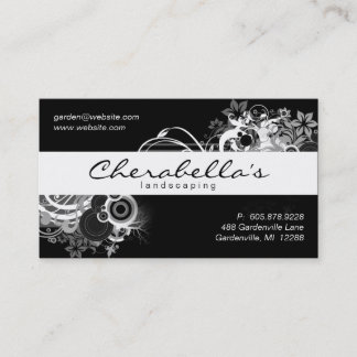 Landscaping Floral Business Card Black White