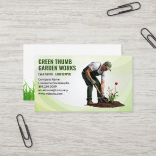 Landscaping Gardener Planting Flowers Business Card