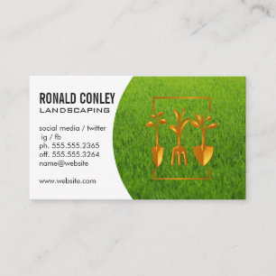 Landscaping Grass   Garden Tools Business Card