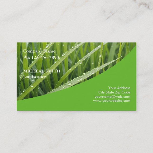 Landscaping Lawn Care Gardener Business Card (Front)