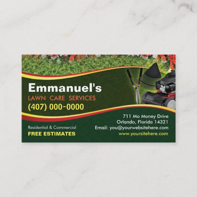 Landscaping Lawn Care Mower D-Download Business Card (Front)