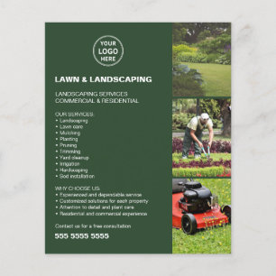Landscaping Lawn Care Services Green Business Flyer
