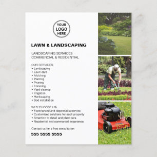 Landscaping Lawn Care Services White Business Flyer