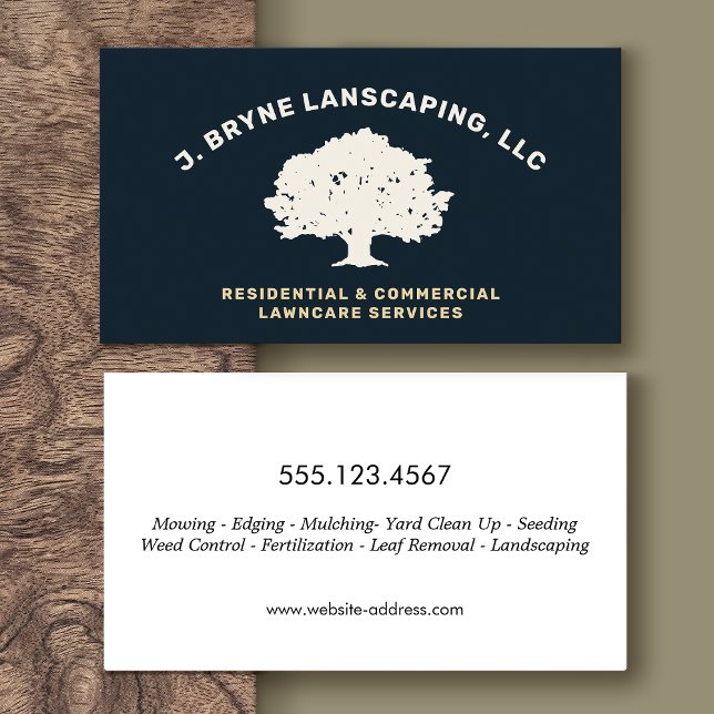 Landscaping lawn Care Tree Logo Business Card (Creator Uploaded)