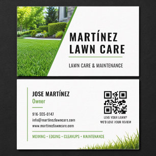 Landscaping Lawn Service QR Code Business Card