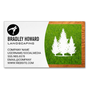 Landscaping Logo   Grass and Trees Magnetic Business Card