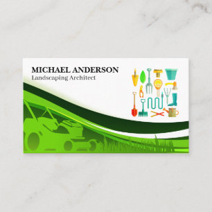 Landscaping Tools   Blue Collar Green Thumb Business Card