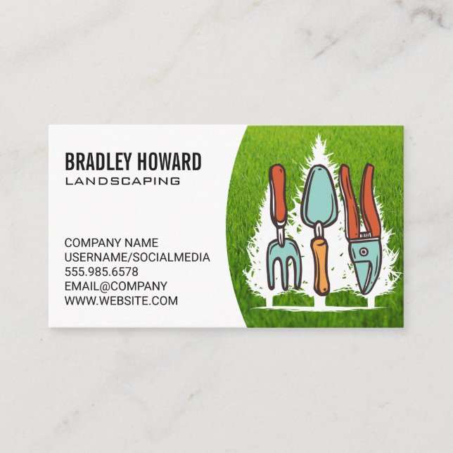 Landscaping | Trees | Gardening Tools Business Card (Front)