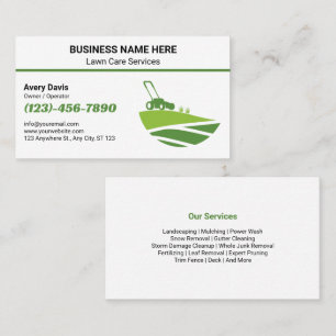 Landscaping Yard Work Grass Cutting lawn Care Business Card