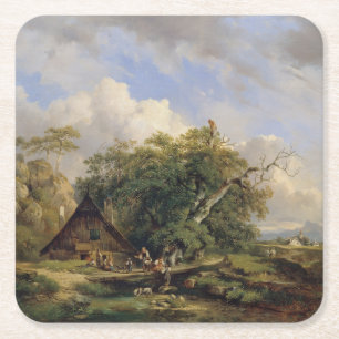 Landschaft bei Gutenstein – Dominik Schufried Square Paper Coaster