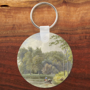 Landschap met Figuren in een Roeibootje Vintage Keychain