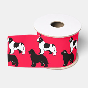 Landseer and Black Newfies Ribbon Grosgrain Ribbon