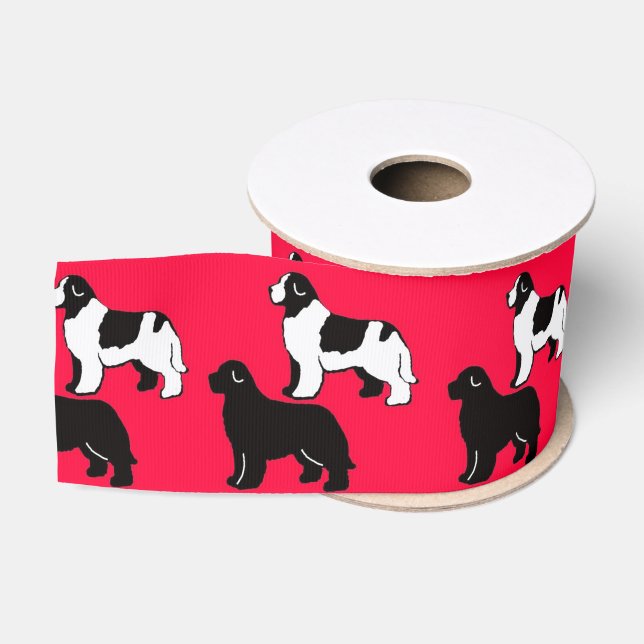 Landseer and Black Newfies Ribbon Grosgrain Ribbon (Spool)