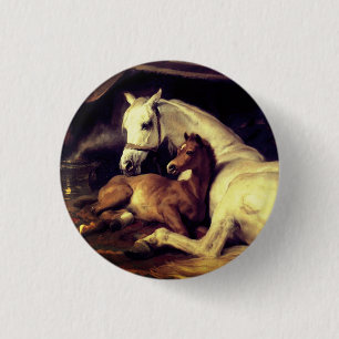 Landseer Horses 1 Inch Round Button