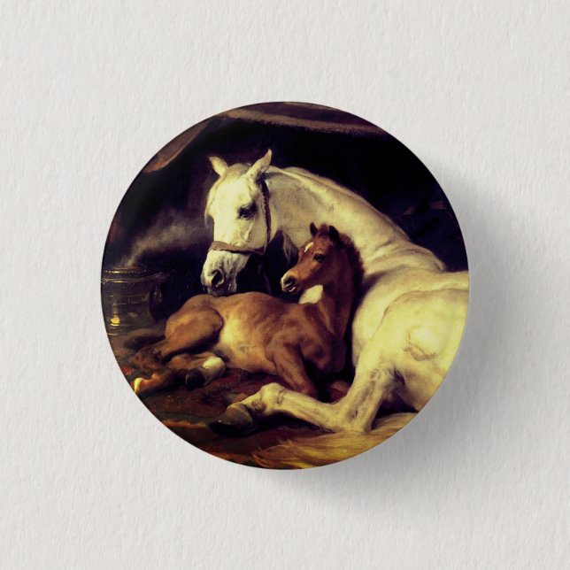 Landseer Horses 1 Inch Round Button (Front)