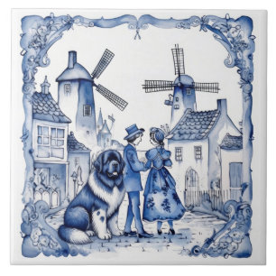Landseer in Delft Village Tile