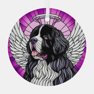 Landseer Newfoundland Dog Angel Circle Ornament