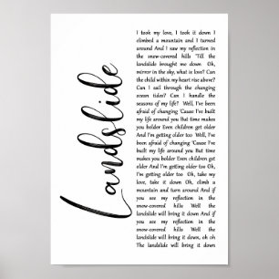 Landslide White Script Song Lyric Wall Art Print