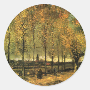 Lane with Poplars by Vincent van Gogh Classic Round Sticker