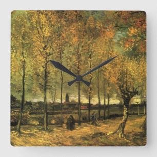 Lane with Poplars by Vincent van Gogh Square Wall Clock
