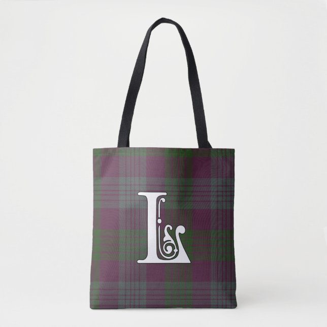 Lang Clan Tartan Monogram Tote Bag (Front)