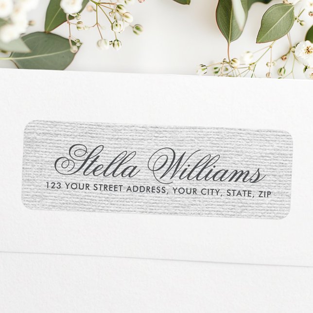 Langage gris romantique calligraphie adresse de sc (Romantic gray linen calligraphy script address label)