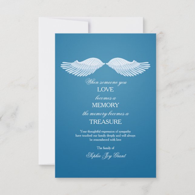 L'ange s'envole des cartes de Merci de sympathie (Devant)