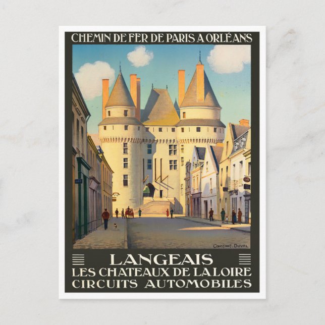 Langeais France vintage travel Postcard (Front)