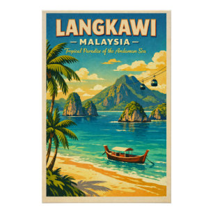 Langkawi Island, Malaysia, in a vibrant retro Poster