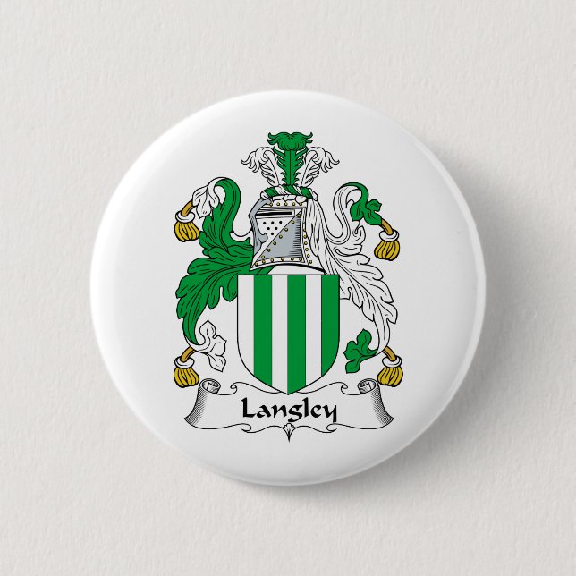 Langley Family Crest 2 Inch Round Button (Front)
