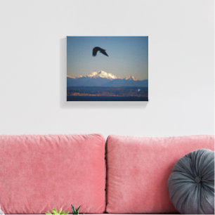 Langley Waterfront Bird Mountain Horizon Canvas Print