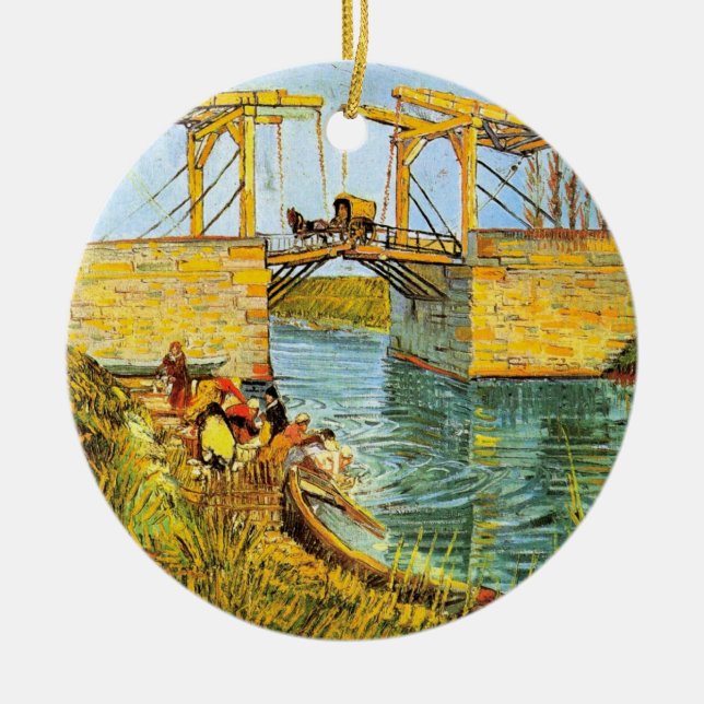 Langlois Bridge at Arles by Vincent van Gogh Ceramic Ornament (Front)